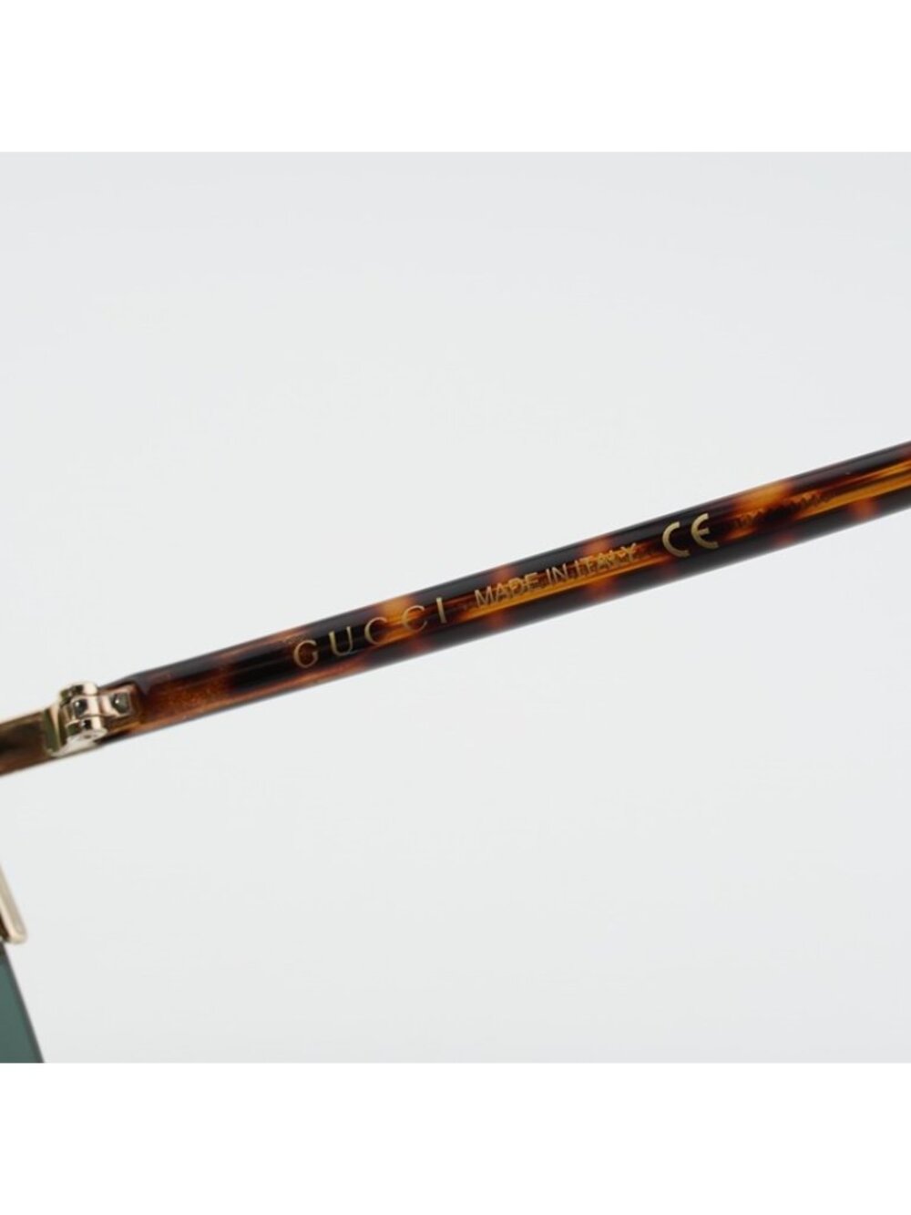 Gucci GG0584S 002 Sunglasses Gold Shield Frame, Green Lenses - Picture 9 of 11